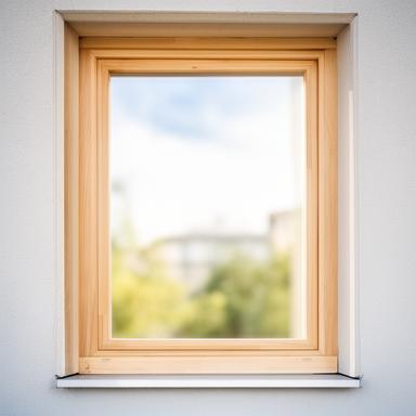 Präzise gefertigte Fensterrahmen aus Lärche an einer hellen Fassadenöffnung mit feiner Maserung